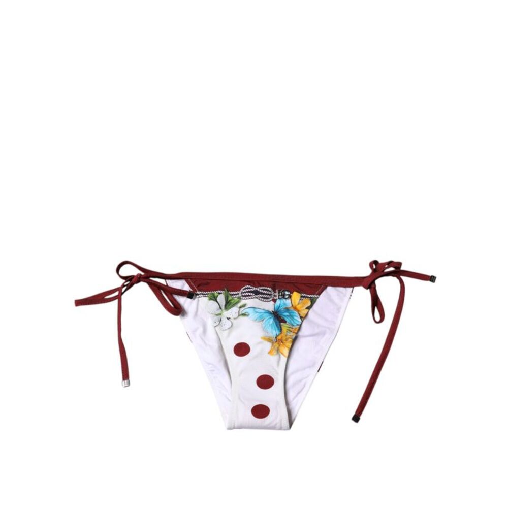 Dolce & Gabbana White Floral Print Swimsuit Bikini Bottom Women's Swimwear